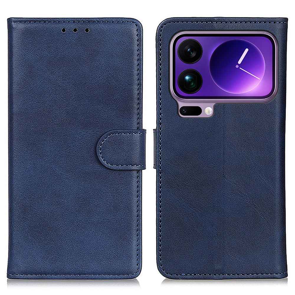 For Xiaomi 17 Pro Case Cowhide Texture Leather Wallet Stand Phone Cover - Blue