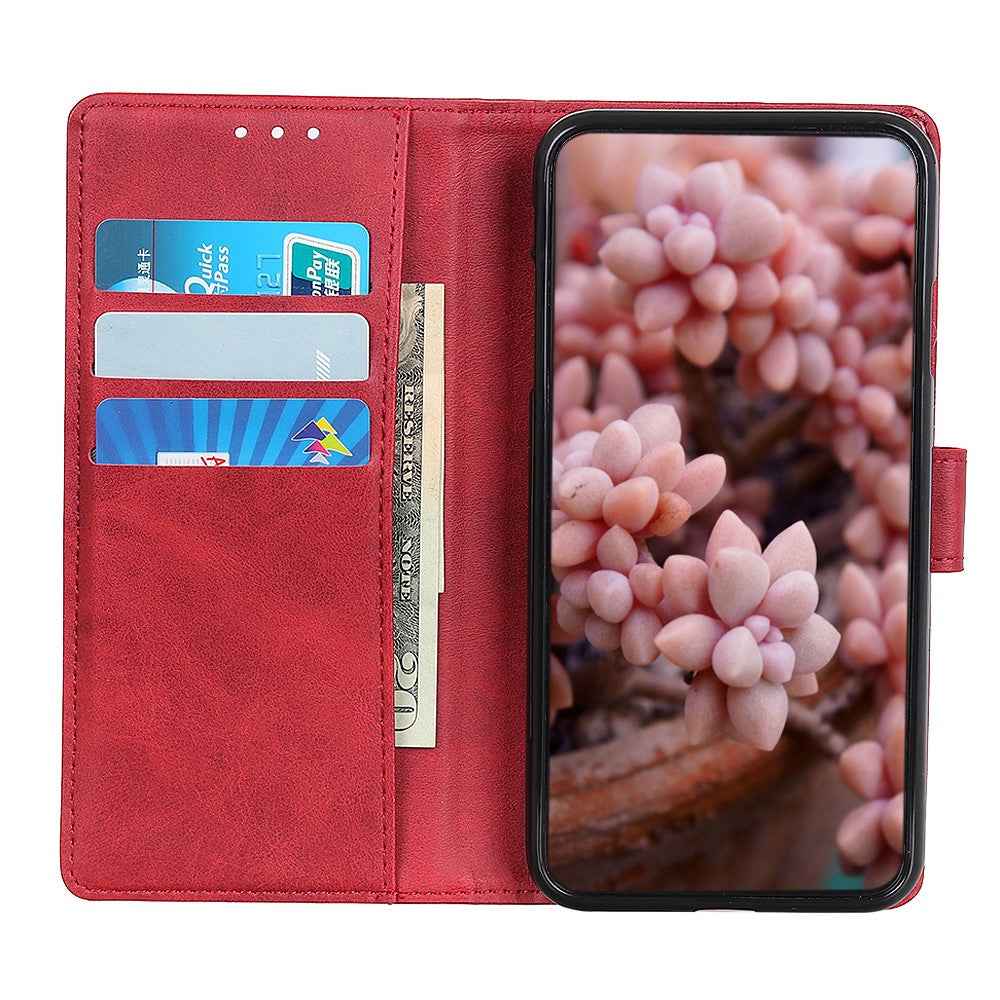 For Xiaomi 17 Pro Case Cowhide Texture Leather Wallet Stand Phone Cover - Red