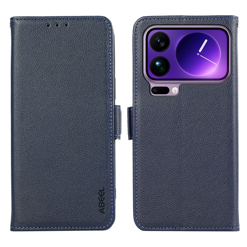 ABEEL For Xiaomi 17 Pro Max Case Litchi Texture Leather RFID Blocking Phone Cover - Blue