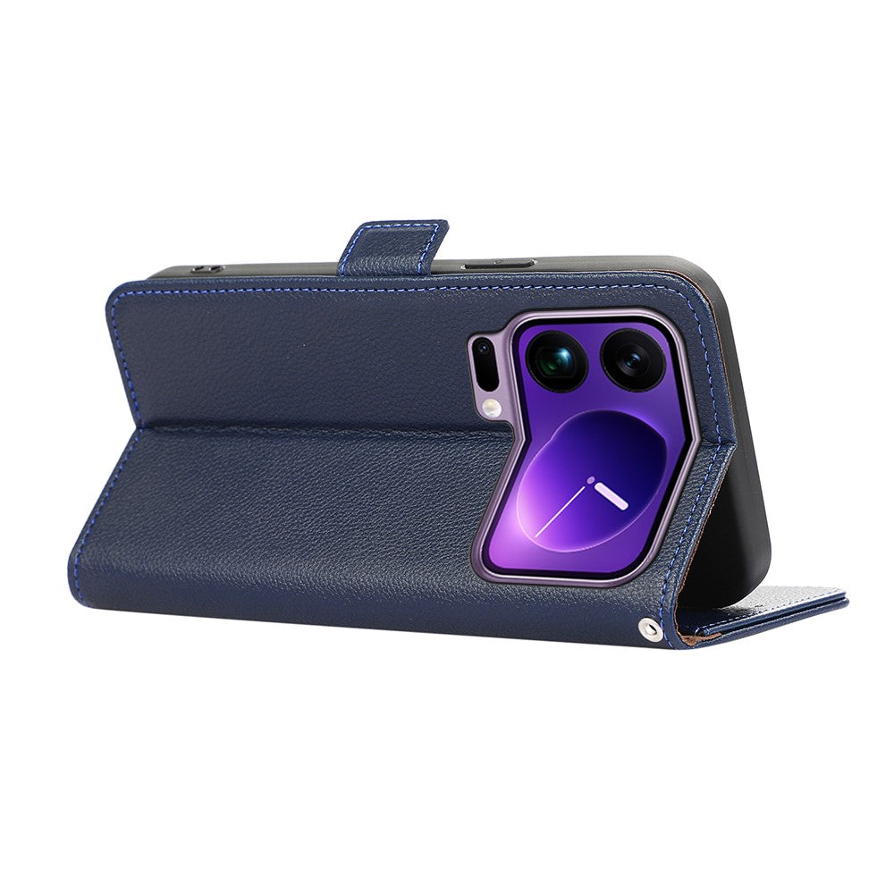ABEEL For Xiaomi 17 Pro Max Case Litchi Texture Leather RFID Blocking Phone Cover - Blue