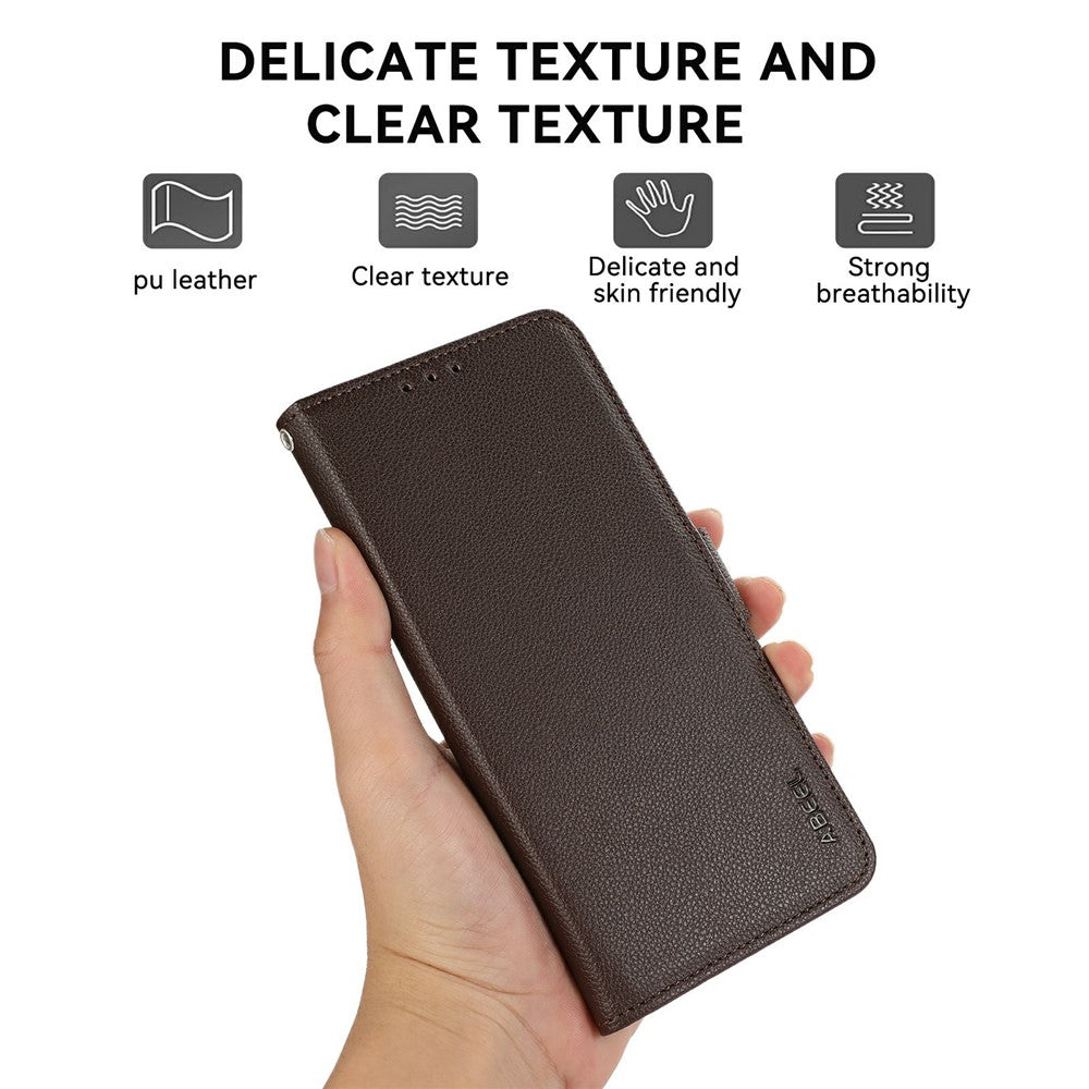 ABEEL For Xiaomi 17 Pro Max Case Litchi Texture Leather RFID Blocking Phone Cover - Brown