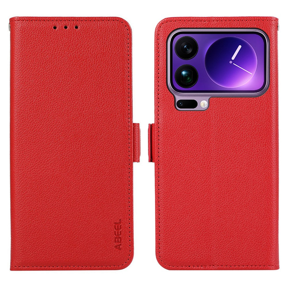 ABEEL For Xiaomi 17 Pro Max Case Litchi Texture Leather RFID Blocking Phone Cover - Red