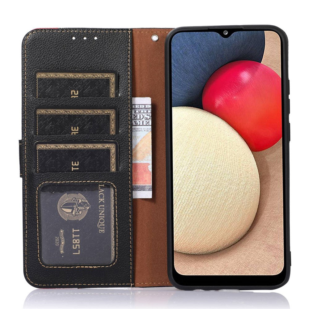 KHAZNEH For Xiaomi 17 Pro Max Case RFID Blocking Wallet Litchi Texture PU Leather Phone Cover with Strap - Black