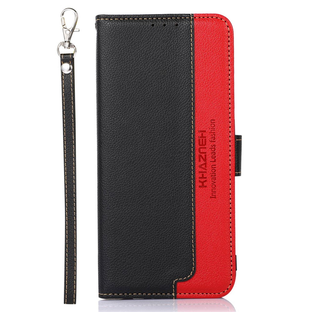 KHAZNEH For Xiaomi 17 Pro Max Case RFID Blocking Wallet Litchi Texture PU Leather Phone Cover with Strap - Black