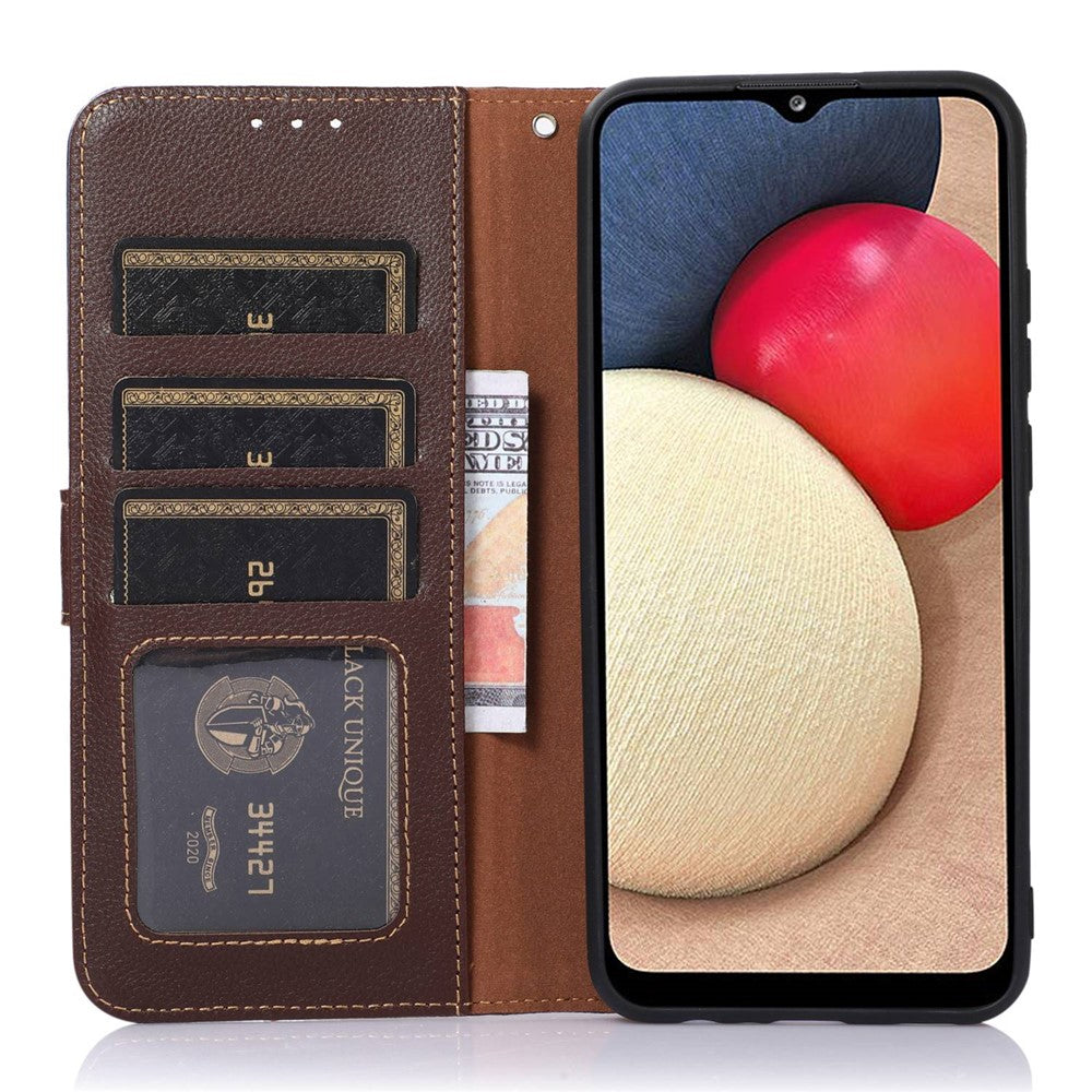 KHAZNEH For Xiaomi 17 Pro Max Case RFID Blocking Wallet Litchi Texture PU Leather Phone Cover with Strap - Brown