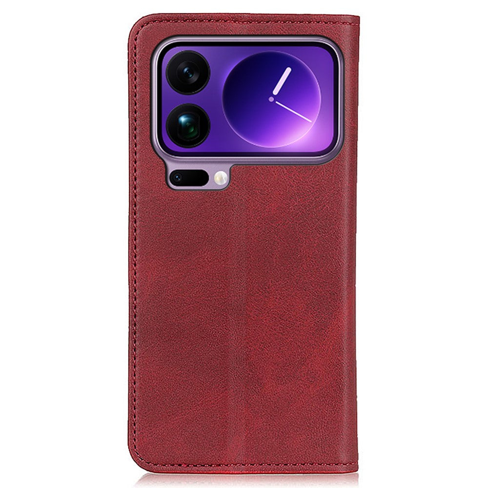 For Xiaomi 17 Pro Max Case Split Leather Flip Wallet Phone Cover - Red