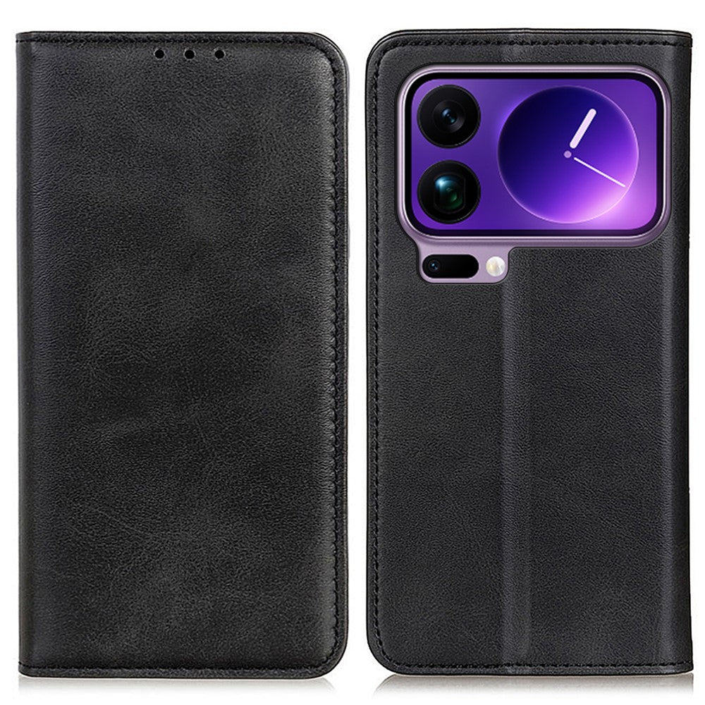 For Xiaomi 17 Pro Max Case Split Leather Flip Wallet Phone Cover - Black