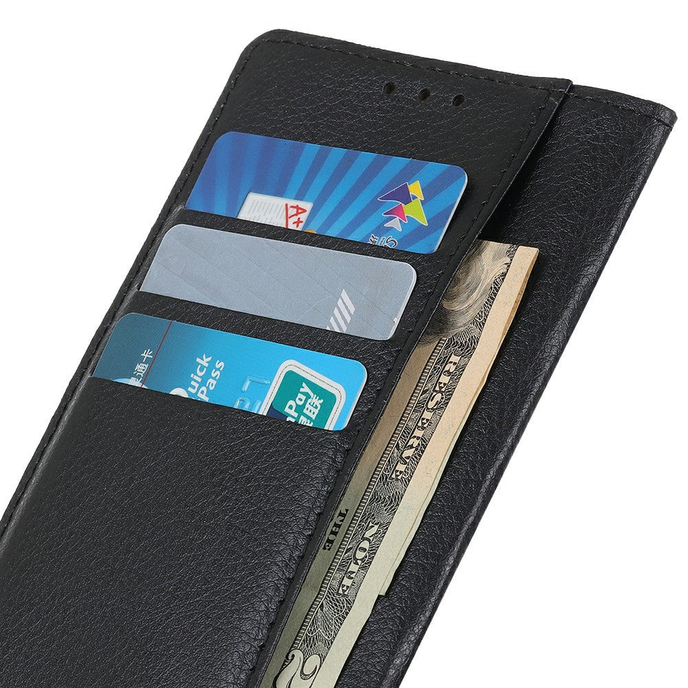 For Xiaomi 17 Pro Max Wallet Case PU Leather Phone Cover Litchi Texture - Black