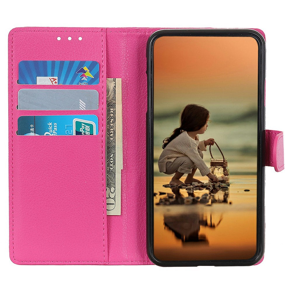 For Xiaomi 17 Pro Max Wallet Case PU Leather Phone Cover Litchi Texture - Rose