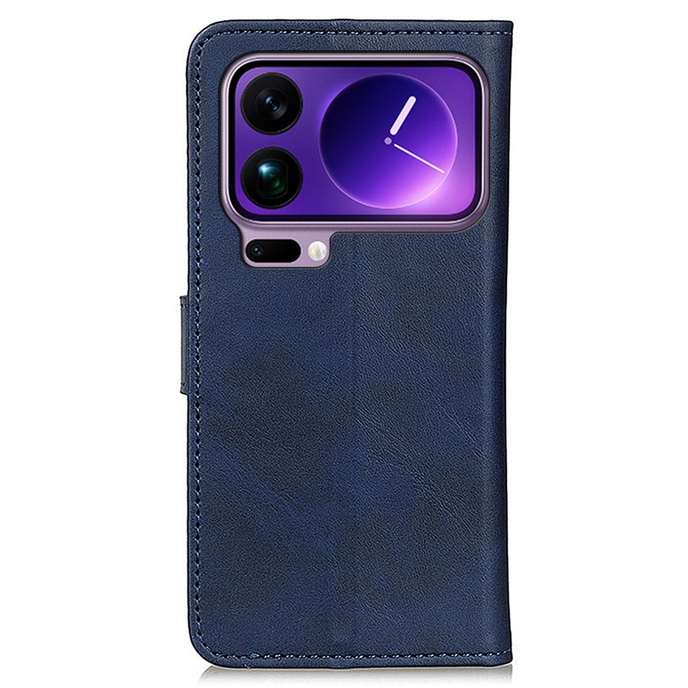 For Xiaomi 17 Pro Max Case Cowhide Texture Leather Wallet Stand Phone Cover - Blue