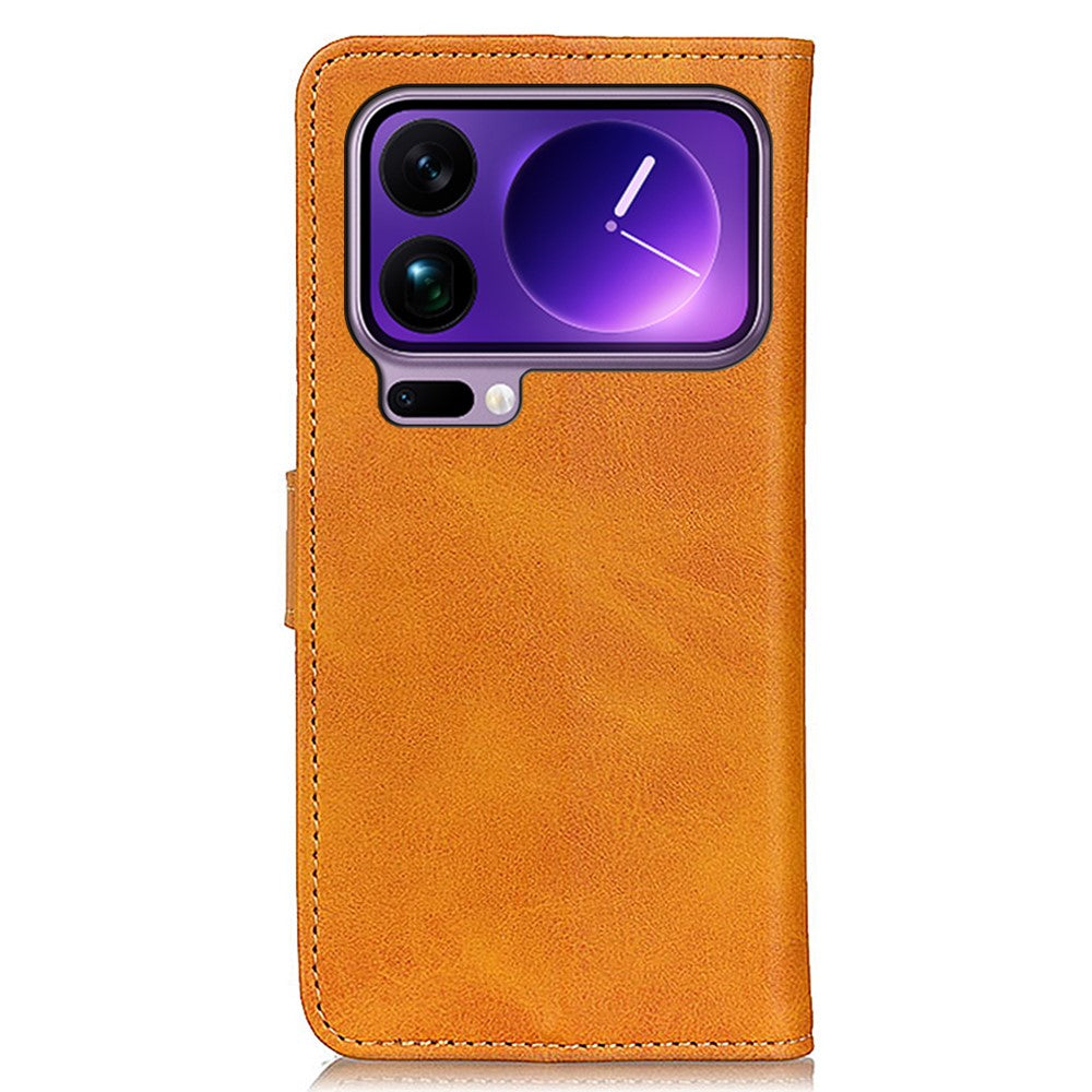 For Xiaomi 17 Pro Max Case Cowhide Texture Leather Wallet Stand Phone Cover - Brown