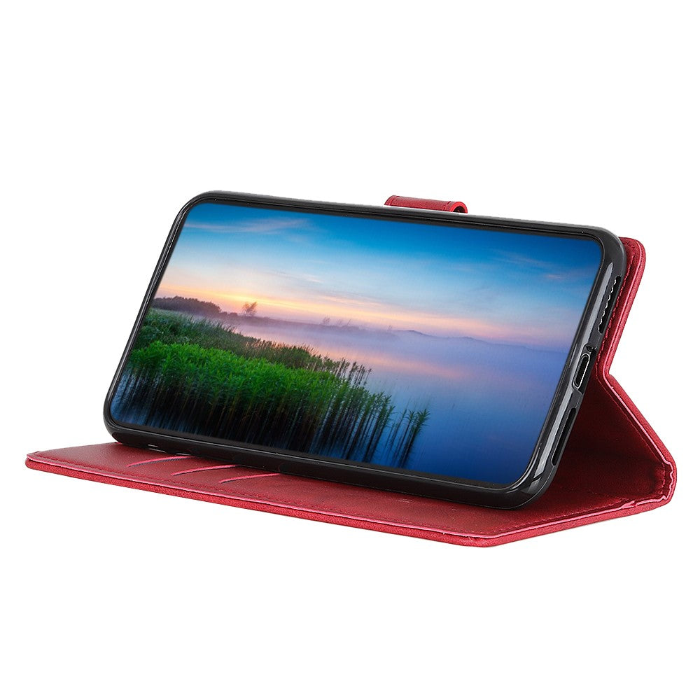 For Xiaomi 17 Pro Max Case Cowhide Texture Leather Wallet Stand Phone Cover - Red