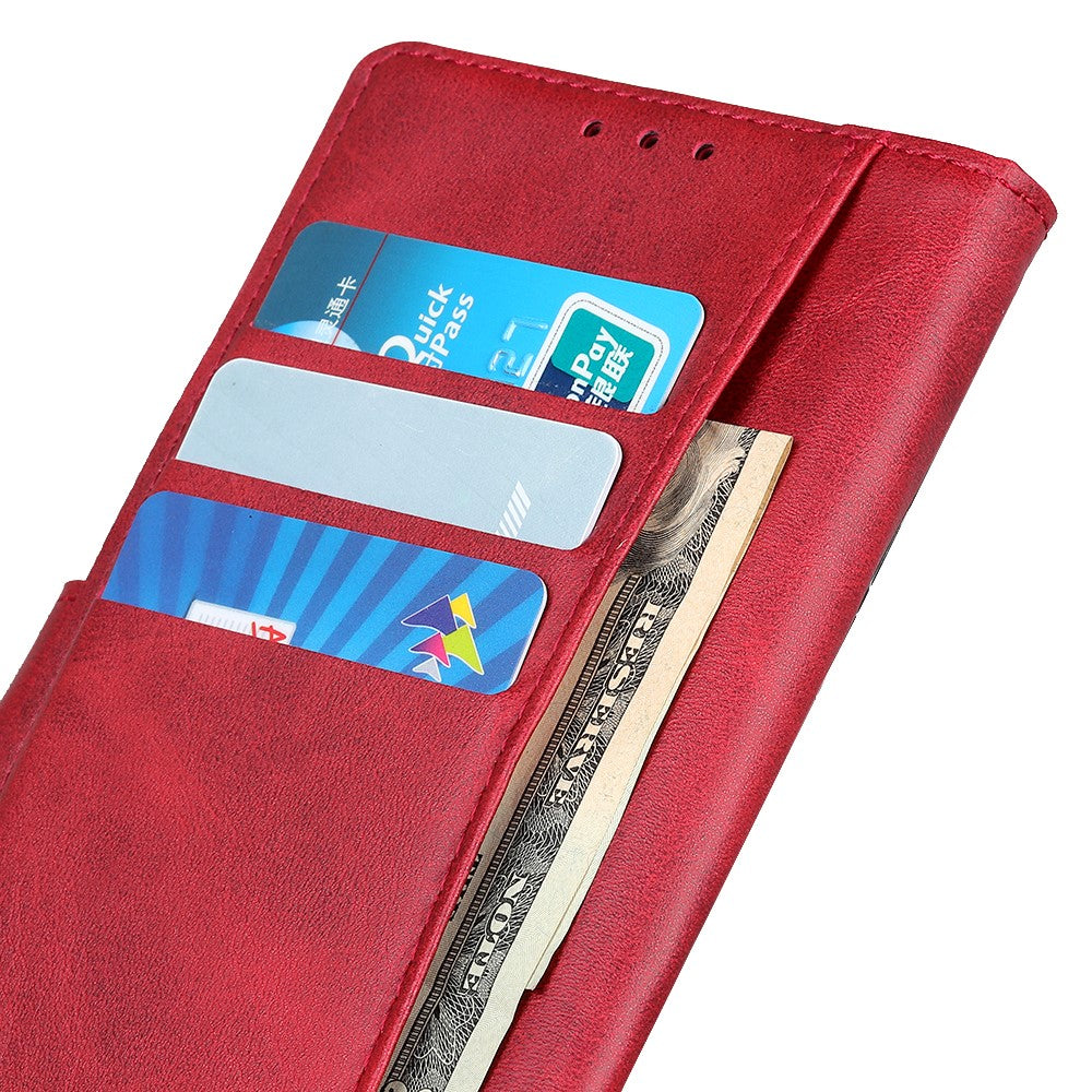 For Xiaomi 17 Pro Max Case Cowhide Texture Leather Wallet Stand Phone Cover - Red
