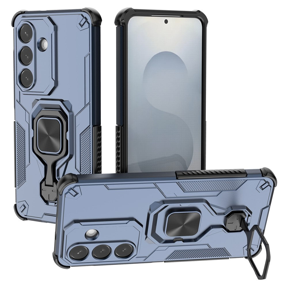 For-Samsung-Galaxy-S26-/-S26-Pro-Case-Rotatable-Ring-Kickstand-PC-+-TPU-Shockproof-Phone-Cover-Navy-Blue