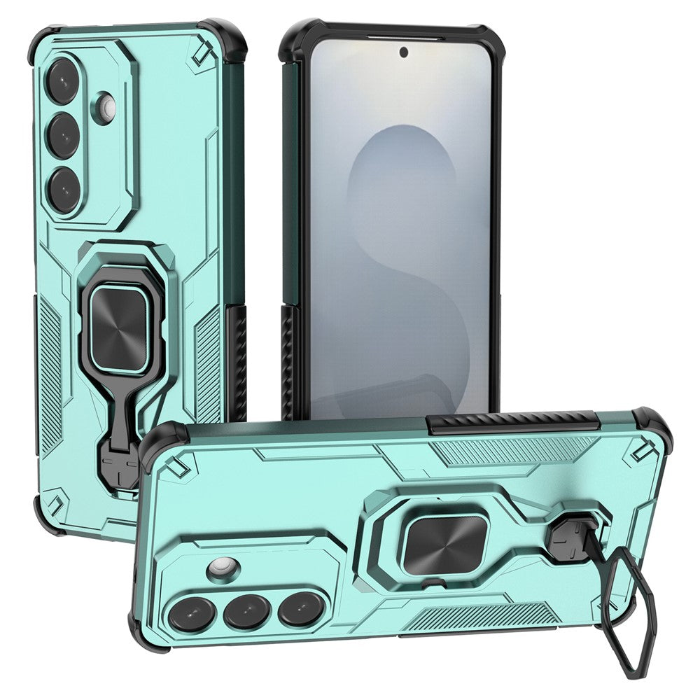 For-Samsung-Galaxy-S26-/-S26-Pro-Case-Rotatable-Ring-Kickstand-PC-+-TPU-Shockproof-Phone-Cover-Green