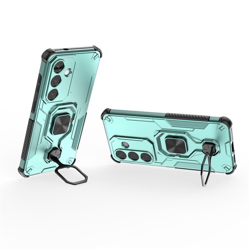 For-Samsung-Galaxy-S26-/-S26-Pro-Case-Rotatable-Ring-Kickstand-PC-+-TPU-Shockproof-Phone-Cover-Green