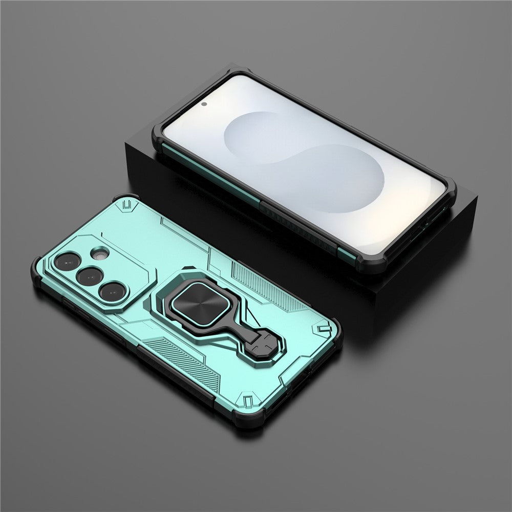 For-Samsung-Galaxy-S26-/-S26-Pro-Case-Rotatable-Ring-Kickstand-PC-+-TPU-Shockproof-Phone-Cover-Green