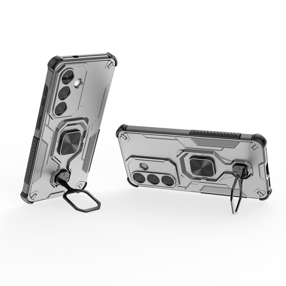 For-Samsung-Galaxy-S26-/-S26-Pro-Case-Rotatable-Ring-Kickstand-PC-+-TPU-Shockproof-Phone-Cover-Titanium-Grey
