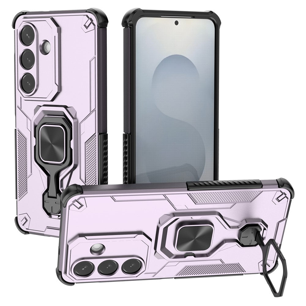 For-Samsung-Galaxy-S26-/-S26-Pro-Case-Rotatable-Ring-Kickstand-PC-+-TPU-Shockproof-Phone-Cover-Purple