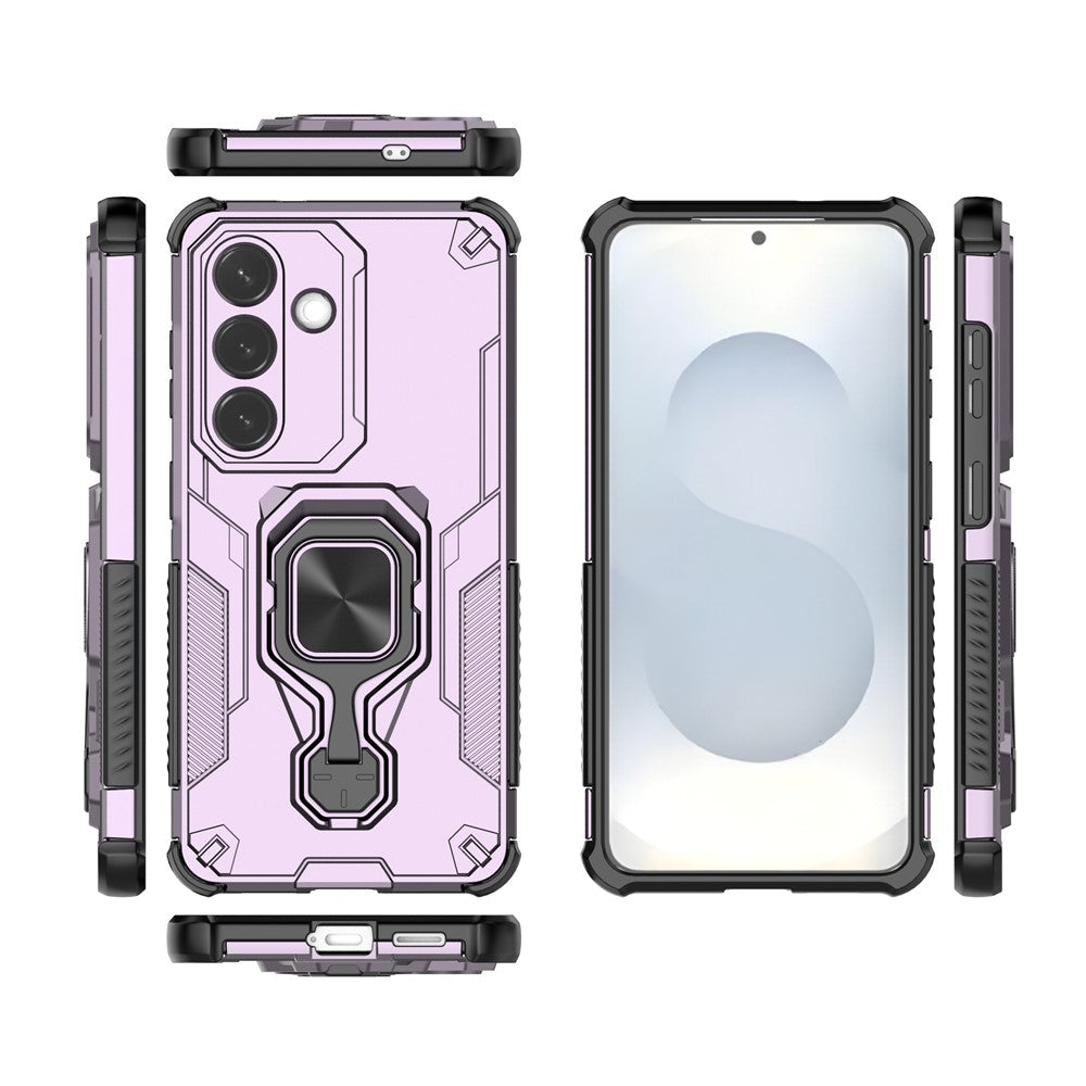 For-Samsung-Galaxy-S26-/-S26-Pro-Case-Rotatable-Ring-Kickstand-PC-+-TPU-Shockproof-Phone-Cover-Purple
