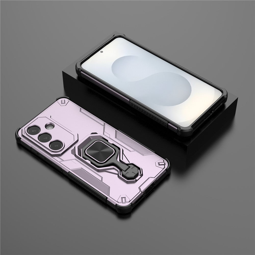 For-Samsung-Galaxy-S26-/-S26-Pro-Case-Rotatable-Ring-Kickstand-PC-+-TPU-Shockproof-Phone-Cover-Purple