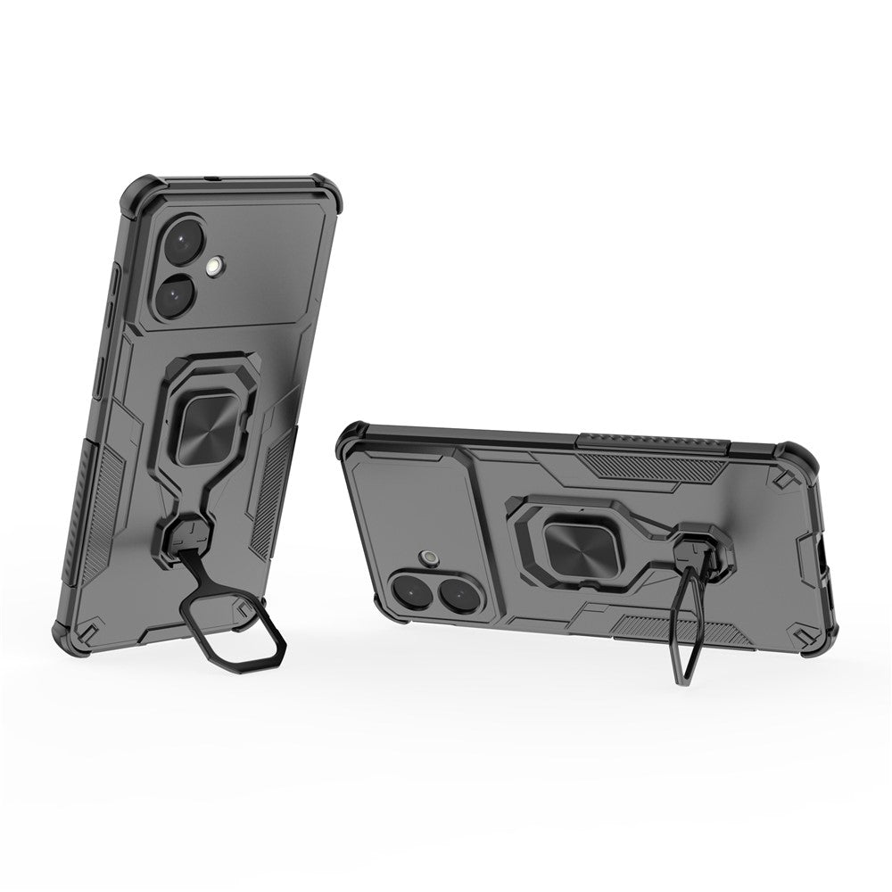 For-Samsung-Galaxy-S26-Edge-Case-Rotatable-Ring-Kickstand-PC-+-TPU-Shockproof-Phone-Cover-Black