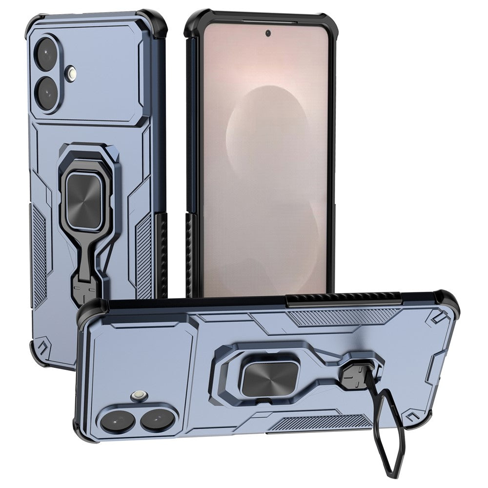 For-Samsung-Galaxy-S26-Edge-Case-Rotatable-Ring-Kickstand-PC-+-TPU-Shockproof-Phone-Cover-Navy-Blue