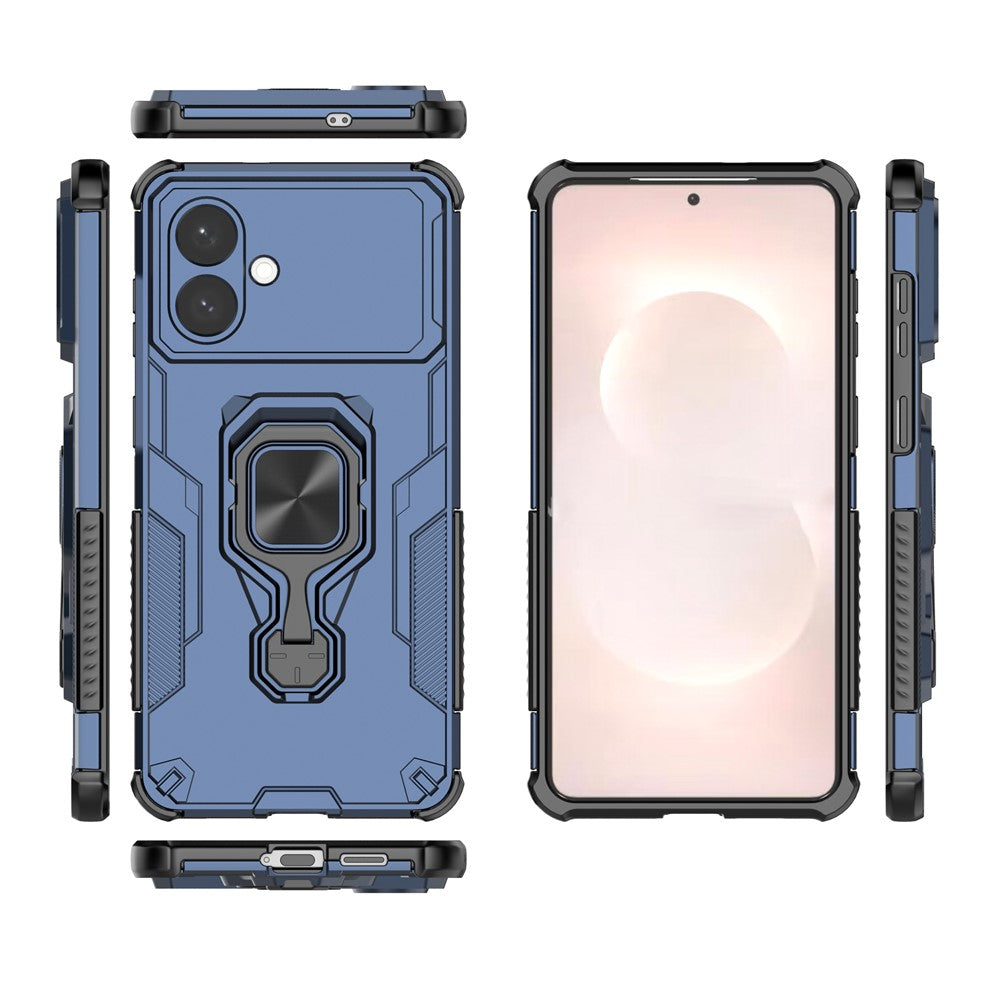 For-Samsung-Galaxy-S26-Edge-Case-Rotatable-Ring-Kickstand-PC-+-TPU-Shockproof-Phone-Cover-Navy-Blue