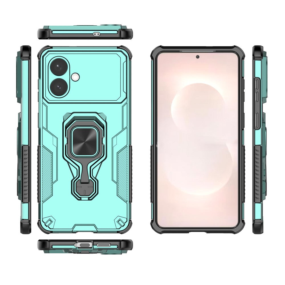 For-Samsung-Galaxy-S26-Edge-Case-Rotatable-Ring-Kickstand-PC-+-TPU-Shockproof-Phone-Cover-Green