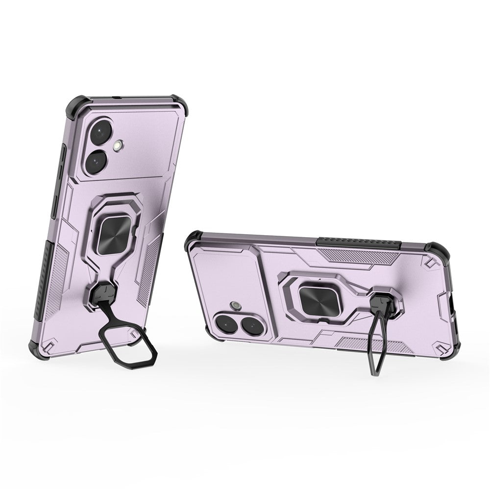 For-Samsung-Galaxy-S26-Edge-Case-Rotatable-Ring-Kickstand-PC-+-TPU-Shockproof-Phone-Cover-Purple