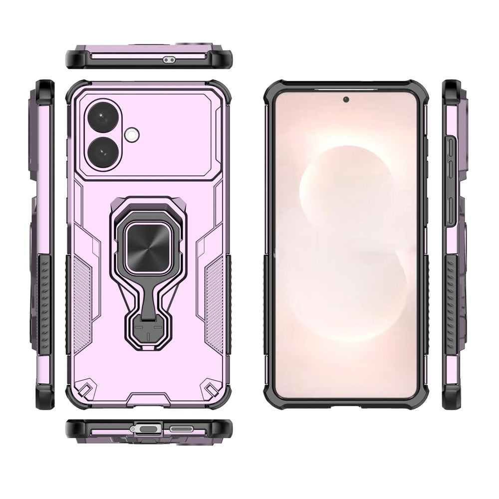 For-Samsung-Galaxy-S26-Edge-Case-Rotatable-Ring-Kickstand-PC-+-TPU-Shockproof-Phone-Cover-Purple