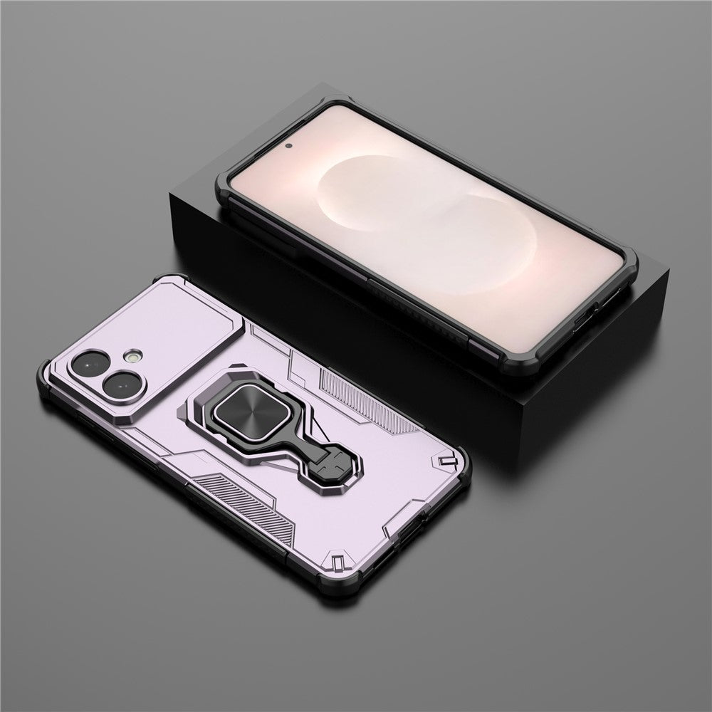 For-Samsung-Galaxy-S26-Edge-Case-Rotatable-Ring-Kickstand-PC-+-TPU-Shockproof-Phone-Cover-Purple