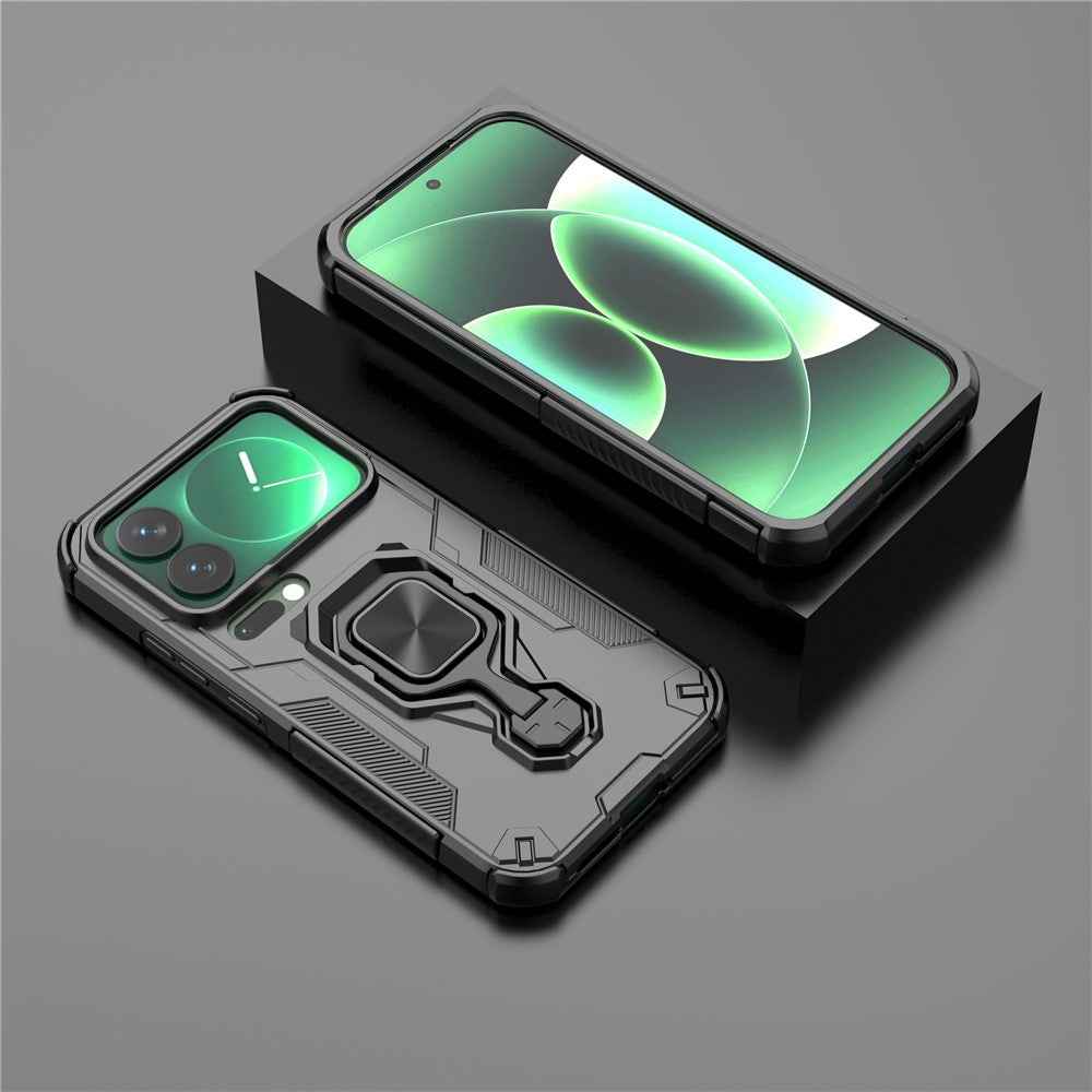 For Xiaomi 17 Pro Case Rotatable Ring Kickstand PC + TPU Shockproof Phone Cover - Black