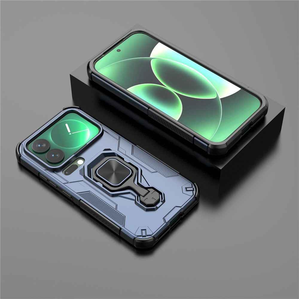 For Xiaomi 17 Pro Case Rotatable Ring Kickstand PC + TPU Shockproof Phone Cover - Navy Blue