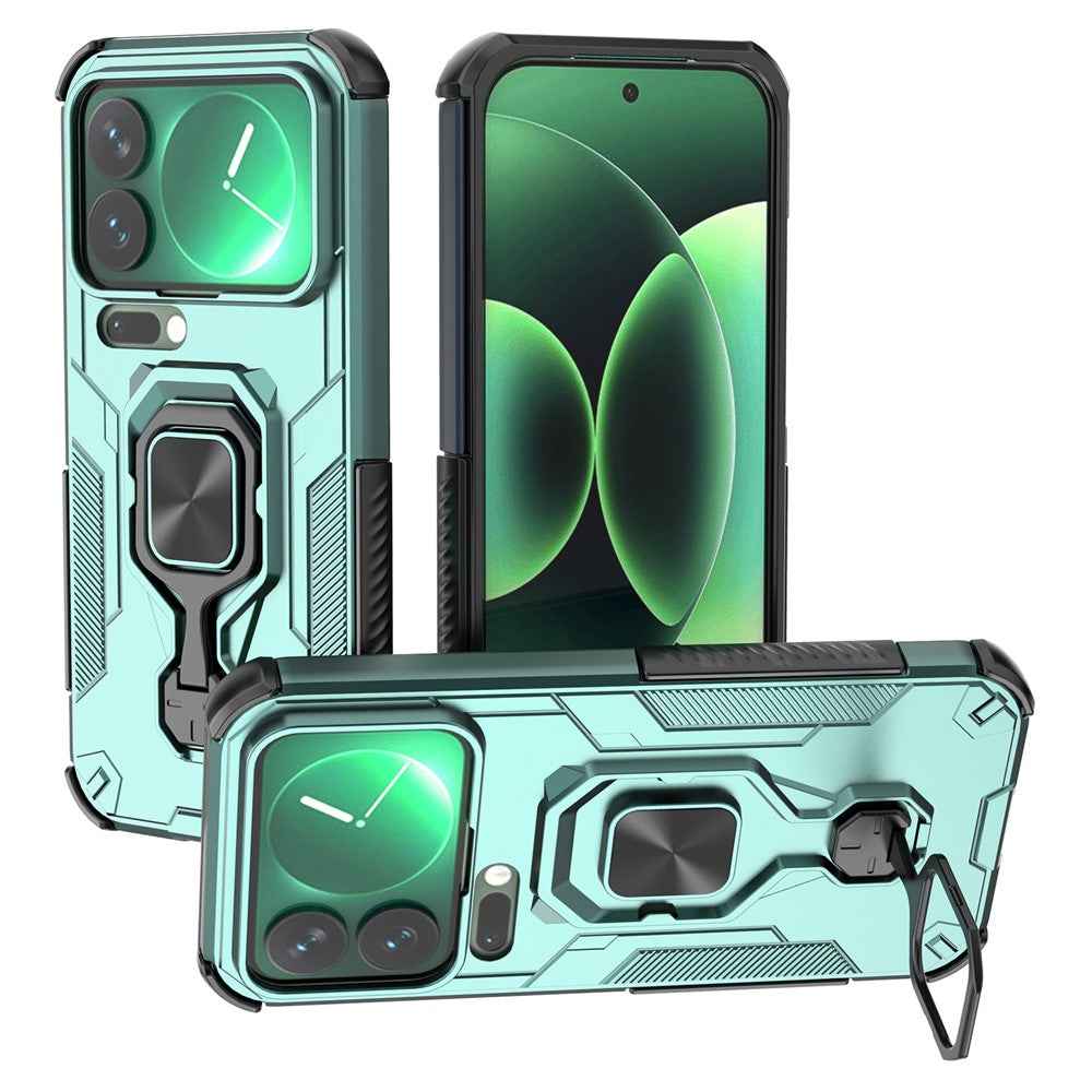 For Xiaomi 17 Pro Case Rotatable Ring Kickstand PC + TPU Shockproof Phone Cover - Green