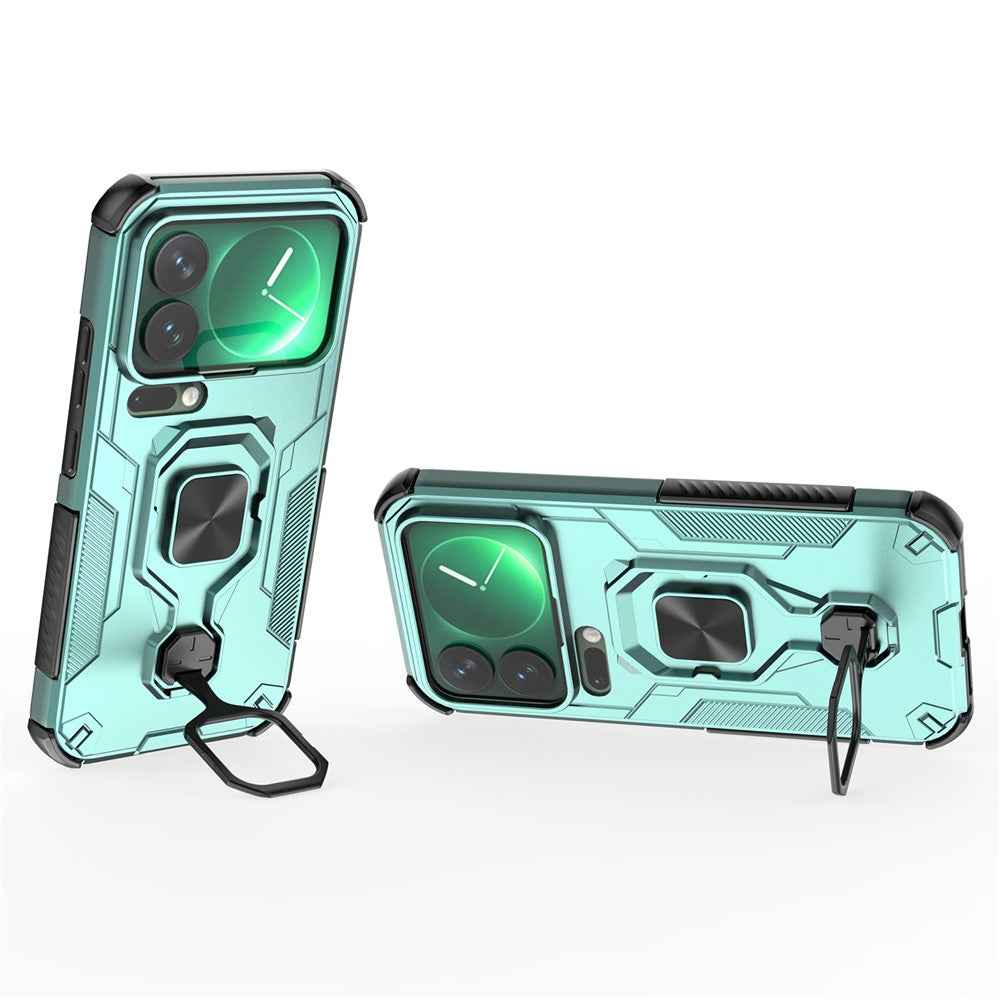 For Xiaomi 17 Pro Case Rotatable Ring Kickstand PC + TPU Shockproof Phone Cover - Green