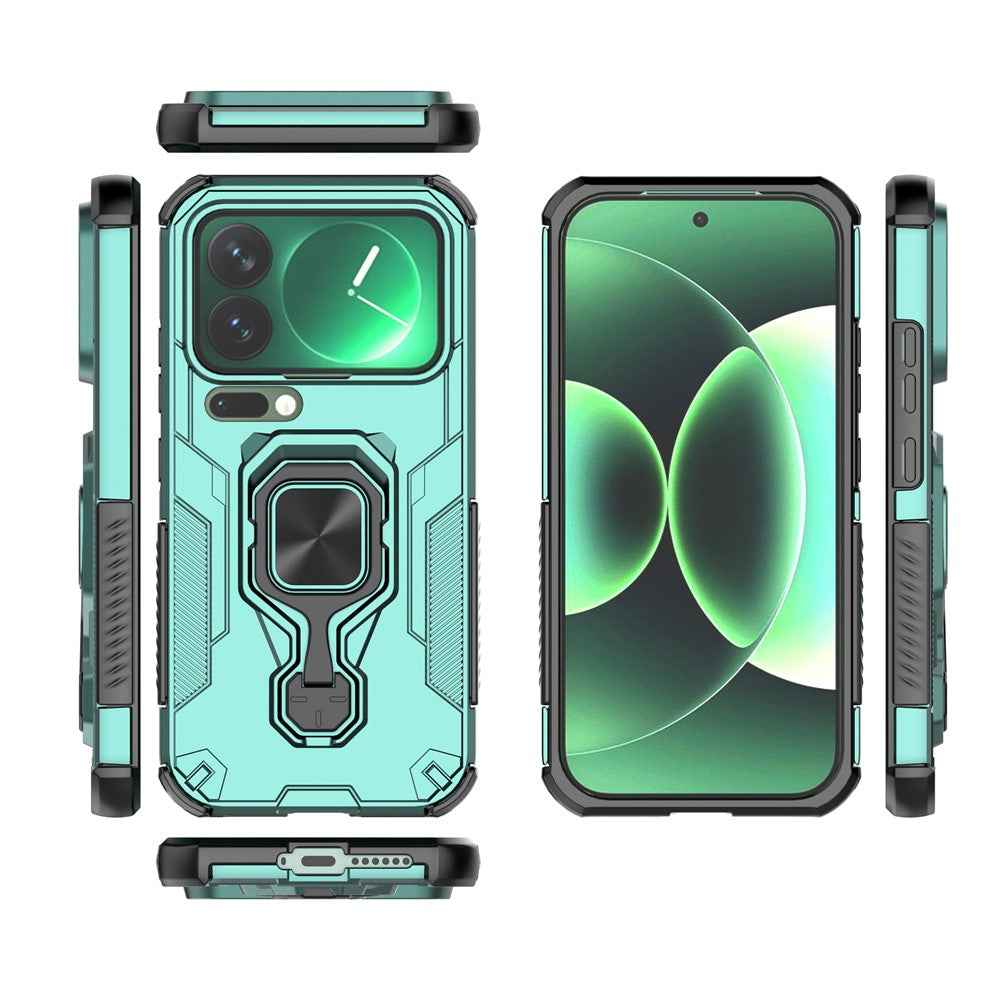 For Xiaomi 17 Pro Case Rotatable Ring Kickstand PC + TPU Shockproof Phone Cover - Green