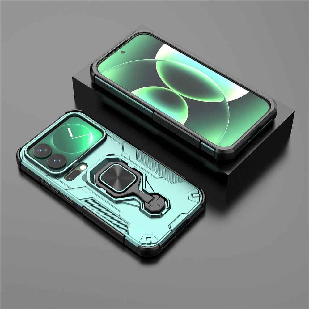 For Xiaomi 17 Pro Case Rotatable Ring Kickstand PC + TPU Shockproof Phone Cover - Green