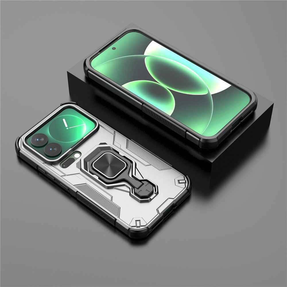 For Xiaomi 17 Pro Case Rotatable Ring Kickstand PC + TPU Shockproof Phone Cover - Titanium Grey