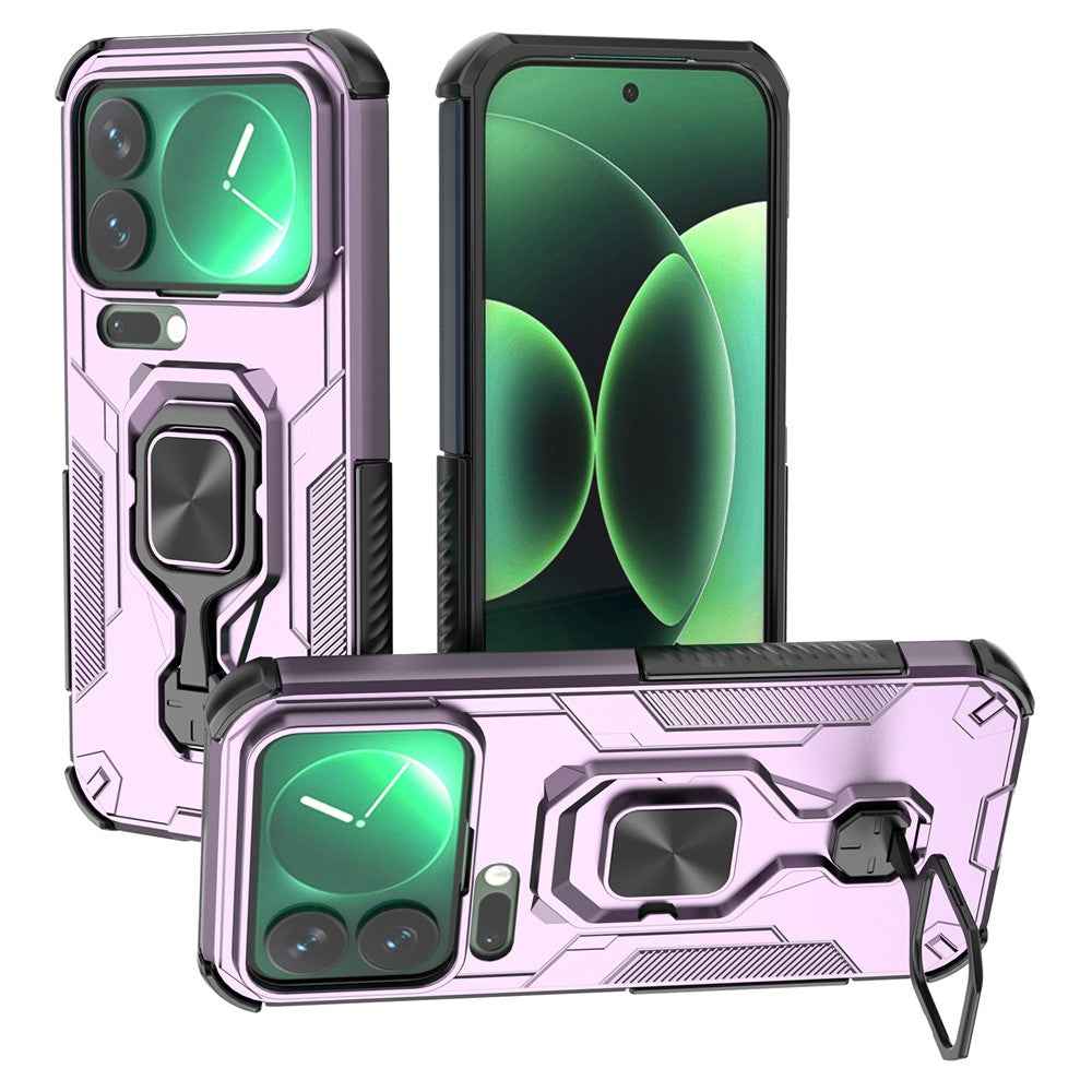 For Xiaomi 17 Pro Case Rotatable Ring Kickstand PC + TPU Shockproof Phone Cover - Purple