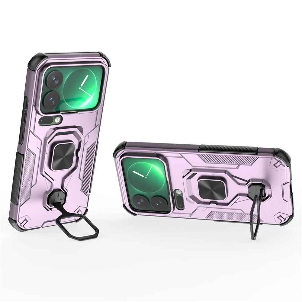 For Xiaomi 17 Pro Case Rotatable Ring Kickstand PC + TPU Shockproof Phone Cover - Purple