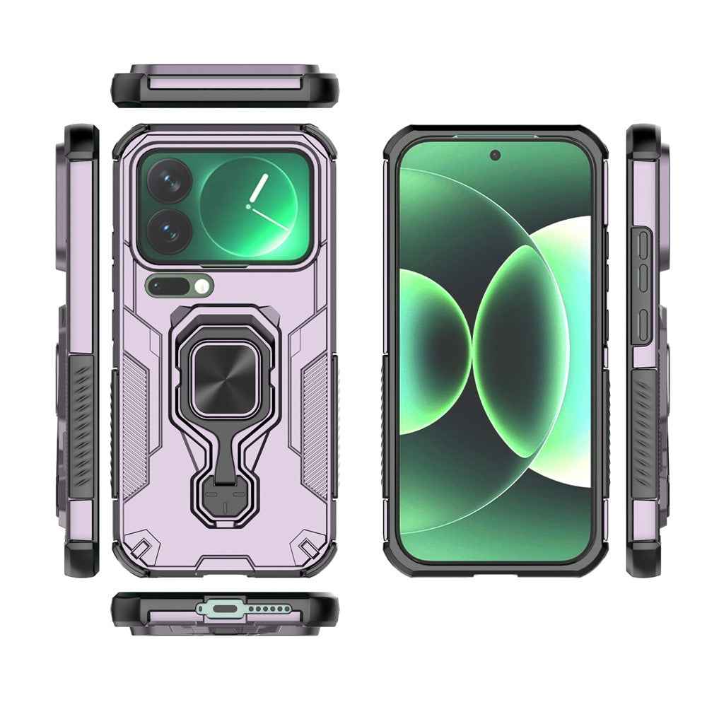 For Xiaomi 17 Pro Case Rotatable Ring Kickstand PC + TPU Shockproof Phone Cover - Purple