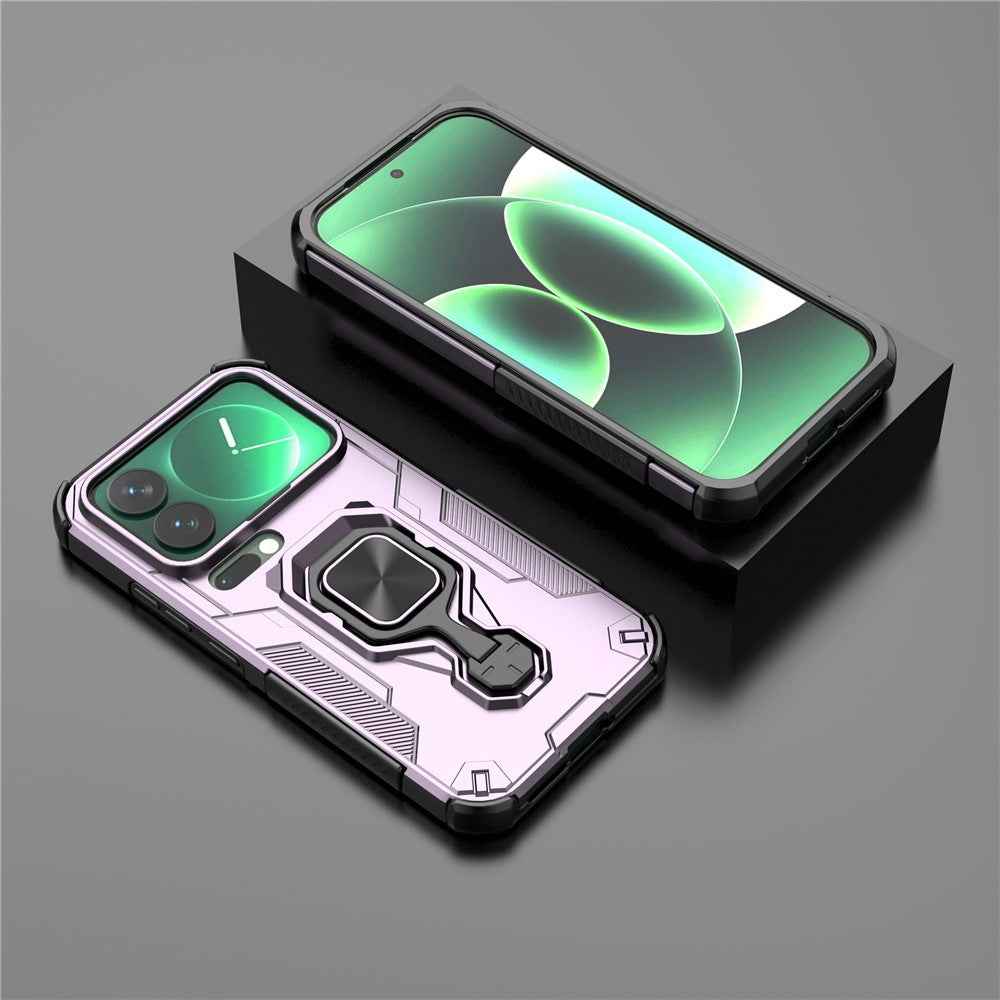 For Xiaomi 17 Pro Case Rotatable Ring Kickstand PC + TPU Shockproof Phone Cover - Purple