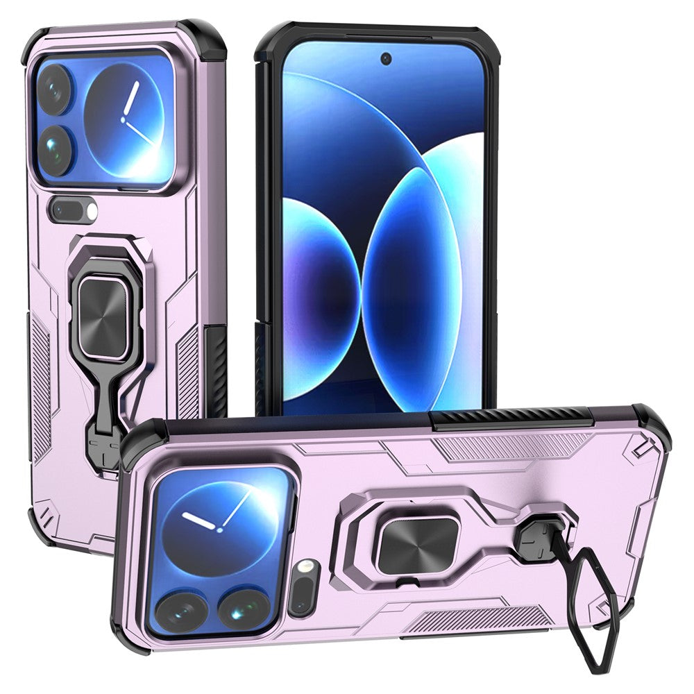 For Xiaomi 17 Pro Max Case Rotatable Ring Kickstand PC + TPU Shockproof Phone Cover - Purple
