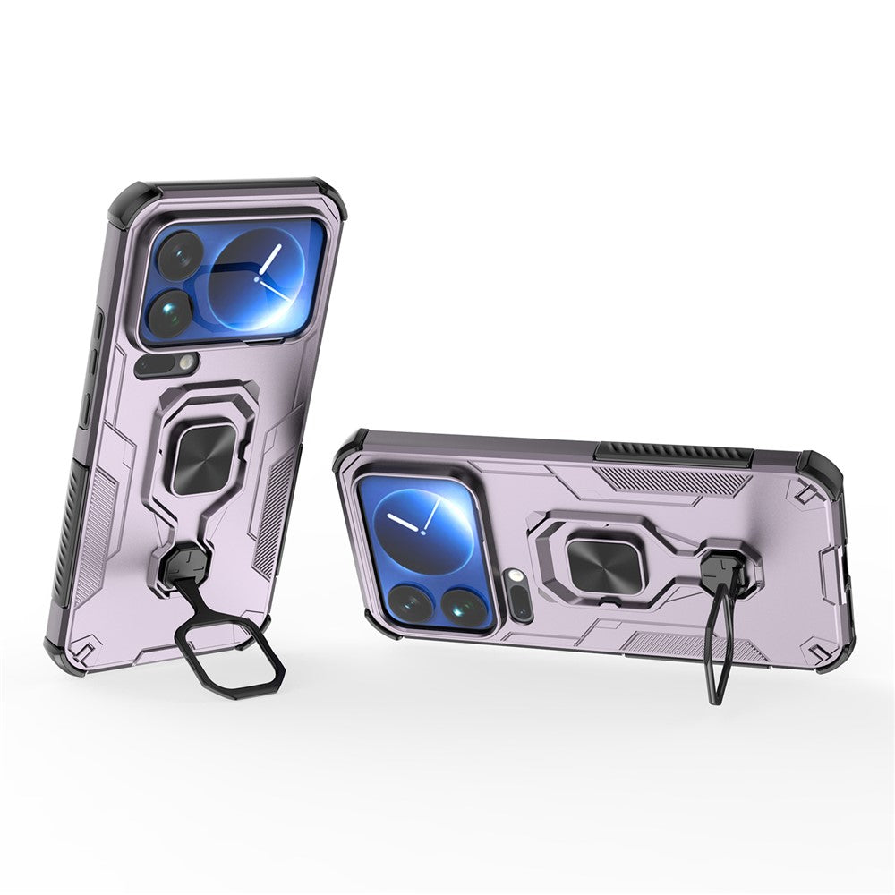 For Xiaomi 17 Pro Max Case Rotatable Ring Kickstand PC + TPU Shockproof Phone Cover - Purple