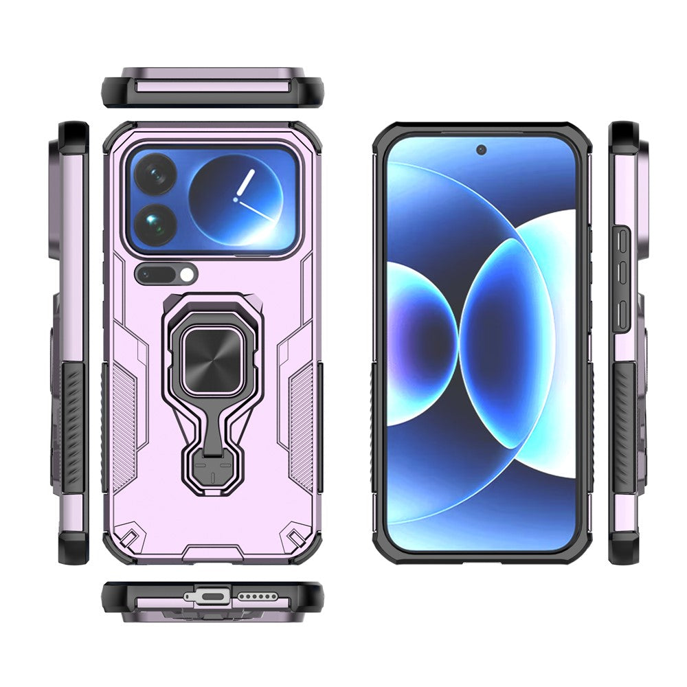For Xiaomi 17 Pro Max Case Rotatable Ring Kickstand PC + TPU Shockproof Phone Cover - Purple