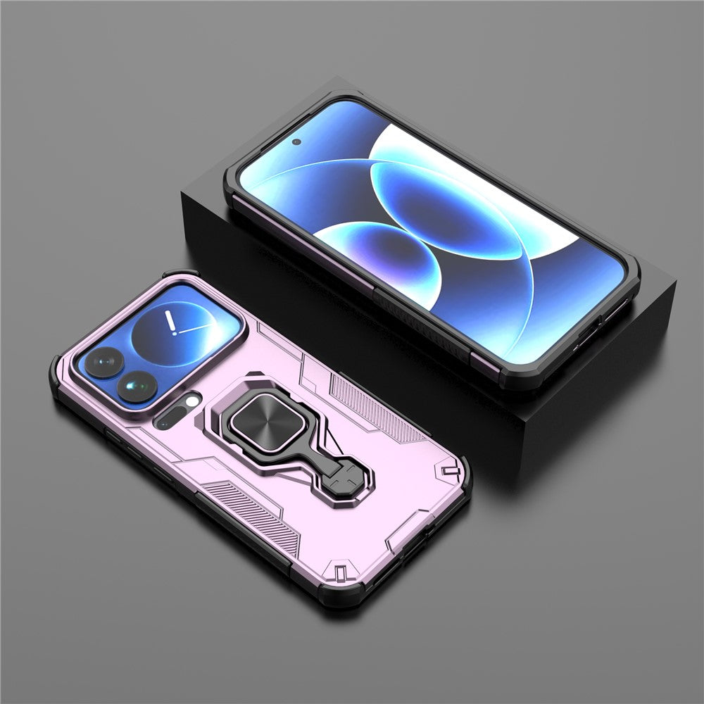 For Xiaomi 17 Pro Max Case Rotatable Ring Kickstand PC + TPU Shockproof Phone Cover - Purple