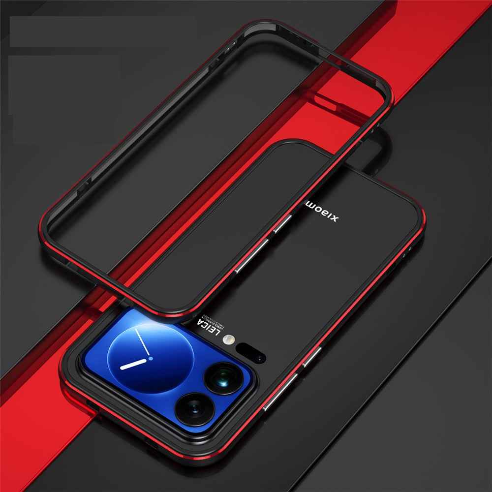 For Xiaomi 17 Pro Bumper Case Lens Protector Dual Color Metal Frame Phone Cover with Screw Lock - Black / Red