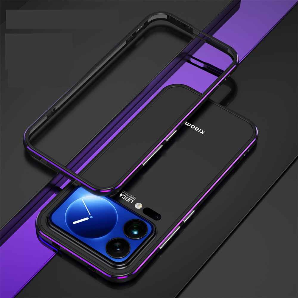 For Xiaomi 17 Pro Bumper Case Lens Protector Dual Color Metal Frame Phone Cover with Screw Lock - Black / Purple