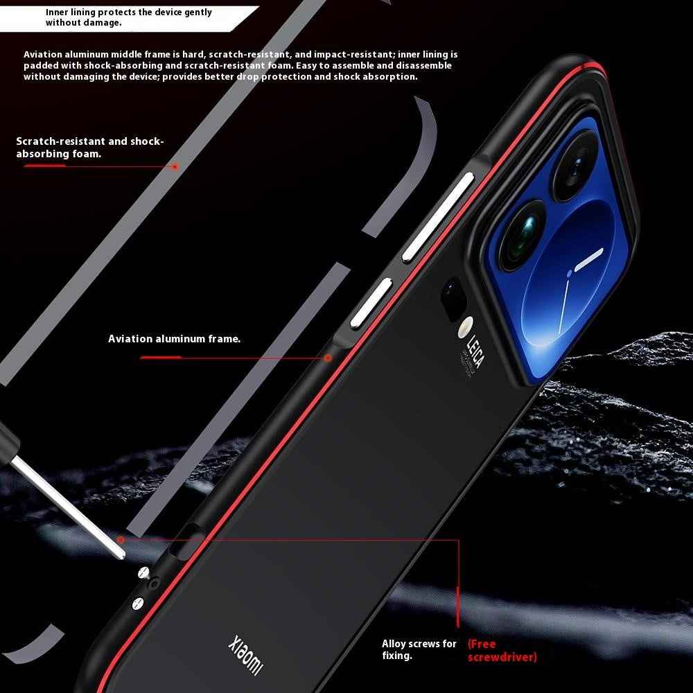 For Xiaomi 17 Pro Bumper Case Lens Protector Dual Color Metal Frame Phone Cover with Screw Lock - Black / Purple